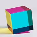 YuanDian CMY Cube - Large, 80mm 3 Inches Colorful Acrylic Prism for Home Decor or Office Desktop Decoration, Educational Science Toys for Kids