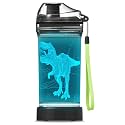 YuanDian Light Up Kids Water Bottle with 3D Dinosaur Tyrannosaurus Rex Design- 14 OZ Tritan BPA Free - Cool Drinking Cups Gift for School Kids Boy Girl Child Christmas Holiday