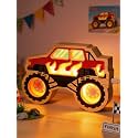 YuanDian Monster Truck Night Light, Monster Trucks for Boys Age 4-7, Car Shape Wooden Lighting Table Desk Bedroom Decoration, Ideas Gift for Boys Kids