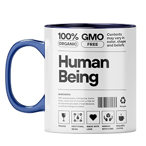yubingo 100 human mug - witty gift dark blue inner amp handle dark blue inner amp handle tea cup 310ml