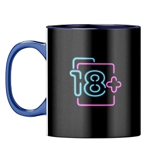 yubingo 18 and over mug - bold neon design dark blue inner amp handle dark blue inner amp handle tea cup 310ml
