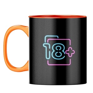 yubingo 18th birthday mug - edgy adult gift orange inner amp handle orange inner amp handle tea cup 310ml