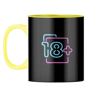 yubingo adulthood achieved mug - 18 celebration yellow inner amp handle yellow inner amp handle tea cup 310ml