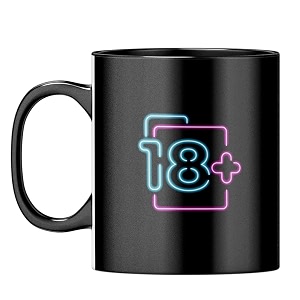 yubingo adulting begins mug - 18 celebration black inner amp handle black inner amp handle tea cup 310ml