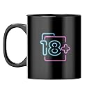 YuBingo Adulting Begins Mug - 18+ Celebration, Black Inner &amp; Handle (Black Inner &amp; Handle, Tea Cup, 310ML)