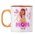 YuBingo Baby Bump Mug - Adorable Pregnancy Gift, Orange Inner &amp; Handle (Orange Inner &amp; Handle, Tea Cup, 310ML)