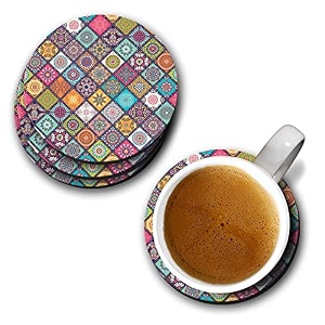 yubingo beautiful mandala pattern designer printed coasters mdf wooden set of 6 95 cm diameter round