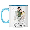 YuBingo Because I Love You Mug - Special Romantic Present, Light Blue Inner &amp; Handle (Light Blue Inner &amp; Handle, Tea Cup, 310ML)