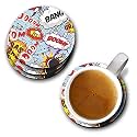 YuBingo Boom Bang Designer Printed Coasters (MDF Wooden, Set of 6, 9.5 Cm Diameter, Round)