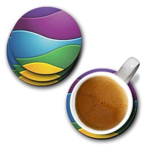 yubingo colors multiplied designer printed coasters mdf wooden set of 6 95 cm diameter round