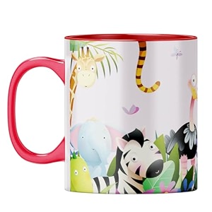 yubingo cute animal mug - be happy message red inner amp handle red inner amp handle tea cup 310ml