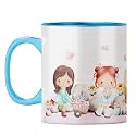 YuBingo Dreamy Garden Mug - Whimsical Children’s Cup, Light Blue Inner &amp; Handle (Light Blue Inner &amp; Handle, Tea Cup, 310ML)