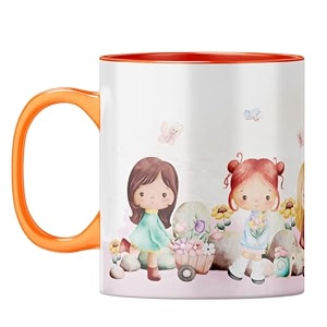 yubingo enchanted garden mug - cute kids design orange inner amp handle orange inner amp handle tea cup 310ml