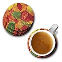 YuBingo Fallen Leaves Designer Printed Coasters (MDF Wooden, Set of 6, 9.5 Cm Diameter, Round)