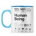 YuBingo Fragile Human Mug - Humorous Gift, Light Blue Inner &amp; Handle (Light Blue Inner &amp; Handle, Tea Cup, 310ML)