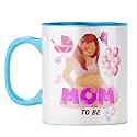 YuBingo Future Mom Mug - Baby on the Way Gift, Light Blue Inner &amp; Handle (Light Blue Inner &amp; Handle, Tea Cup, 310ML)
