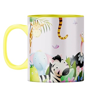 yubingo happy friends mug - playful and positive yellow inner amp handle yellow inner amp handle tea cup 310ml