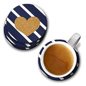 yubingo the heart that glitters designer printed coasters mdf wooden set of 6 95 cm diameter round