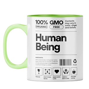 yubingo human ingredients mug - quirky present light green inner amp handle light green inner amp handle tea cup 310ml