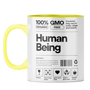 yubingo human label mug - fun organic gift yellow inner amp handle yellow inner amp handle tea cup 310ml