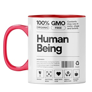 yubingo human nature mug - quirky gift red inner amp handle red inner amp handle tea cup 310ml
