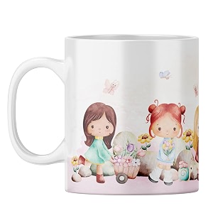 yubingo little girls mug - whimsical garden design white ceramic cup white coffee mug tea cup 310ml