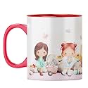 YuBingo Little Princess Mug - Charming Girls Cup, Red Inner &amp; Handle (Red Inner &amp; Handle, Tea Cup, 310ML)
