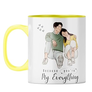 yubingo love of my life mug - perfect romantic gift yellow inner amp handle yellow inner amp handle tea cup 310ml