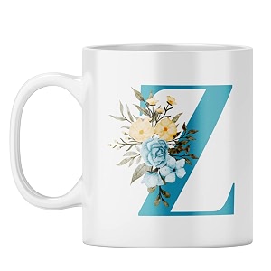 yubingo monogram z mug - floral elegance design white ceramic cup white coffee mug tea cup 310ml
