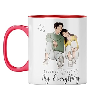 yubingo my everything love mug - cherished partner gift red inner amp handle red inner amp handle tea cup 310ml