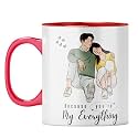 YuBingo My Everything Love Mug - Cherished Partner Gift, Red Inner &amp; Handle (Red Inner &amp; Handle, Tea Cup, 310ML)