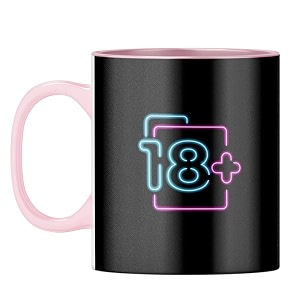 yubingo new adult mug - neon 18 symbol pink inner amp handle pink inner amp handle tea cup 310ml