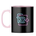 YuBingo New Adult Mug - Neon 18+ Symbol, Pink Inner &amp; Handle (Pink Inner &amp; Handle, Tea Cup, 310ML)