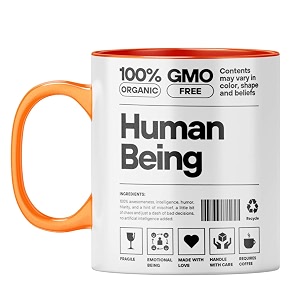 yubingo organic human being mug - funny gift orange inner amp handle orange inner amp handle tea cup 310ml