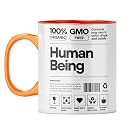 YuBingo Organic Human Being Mug - Funny Gift, Orange Inner &amp; Handle (Orange Inner &amp; Handle, Tea Cup, 310ML)