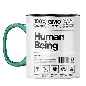 yubingo organic human gift mug - fun present dark green inner amp handle dark green inner amp handle tea cup 310ml