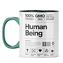 YuBingo Organic Human Gift Mug - Fun Present, Dark Green Inner &amp; Handle (Dark Green Inner &amp; Handle, Tea Cup, 310ML)