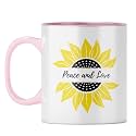YuBingo Peaceful Energy Mug - Uplifting Gift, Pink Inner &amp; Handle (Pink Inner &amp; Handle, Tea Cup, 310ML)