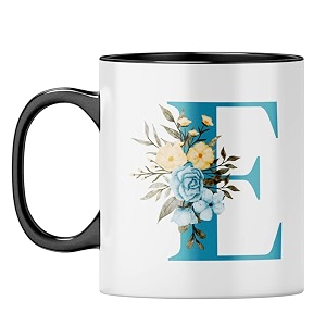 yubingo personal initial mug - elegant e design light green inner amp handle light green inner amp handle tea cup 310ml