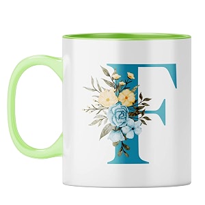 yubingo personal initial mug - elegant f design light green inner amp handle light green inner amp handle tea cup 310ml
