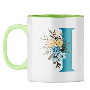 yubingo personal initial mug - elegant i design light green inner amp handle light green inner amp handle tea cup 310ml