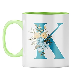 yubingo personal initial mug - elegant k design light green inner amp handle light green inner amp handle tea cup 310ml