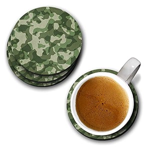 yubingo a piece of olive green army print designer printed coasters mdf wooden set of 6 95 cm diameter round