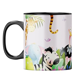 yubingo positive vibes mug - cute animal friends black inner amp handle black inner amp handle tea cup 310ml