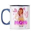 YuBingo Pregnant Mom Mug - Beautiful Mom to Be Gift, Dark Blue Inner &amp; Handle (Dark Blue Inner &amp; Handle, Tea Cup, 310ML)