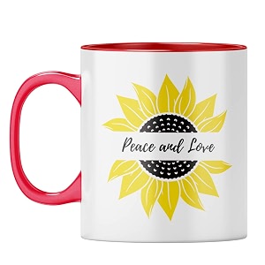 yubingo radiant peace mug - inspiring sunflower red inner amp handle red inner amp handle tea cup 310ml