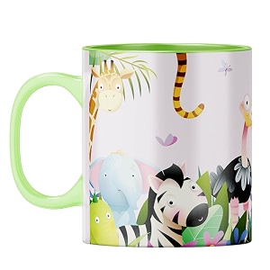 yubingo stay happy mug - colorful animal design light green inner amp handle light green inner amp handle tea cup 310ml