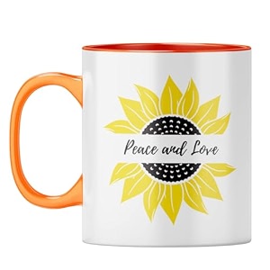 yubingo sunflower joy mug - peace and love orange inner amp handle orange inner amp handle tea cup 310ml
