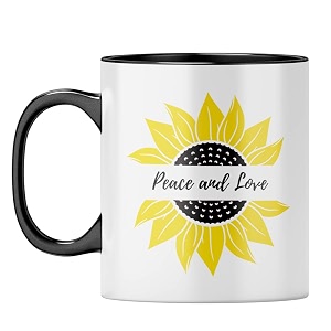 yubingo sunflower peace mug - inspiring gift black inner amp handle black inner amp handle tea cup 310ml