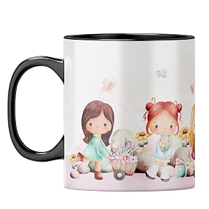 yubingo sweet dreams mug - adorable girls design black inner amp handle black inner amp handle tea cup 310ml